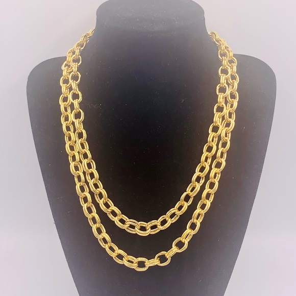 Long 35” vintage gold chain necklace new old stock double link - Picture 10 of 11